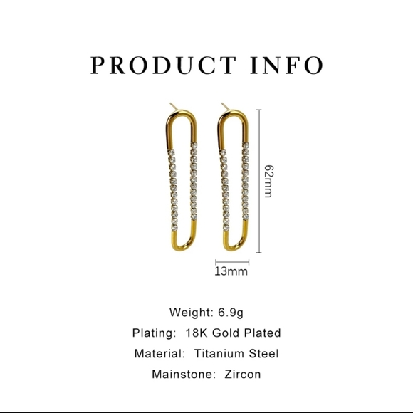 NEW Gold Oval Paperclip Earrings - Picture 6 of 6